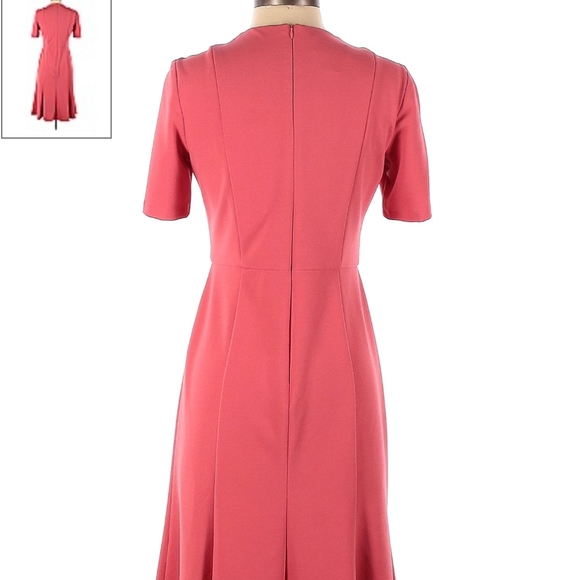 Dnna Morgan Terracotta Pink Flare Midi Dress Crew Neck size 2 - Picture 3 of 5